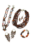 木珠和玻璃珠多排项链、手链和耳环